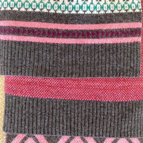 J Crew Multicolor Colorful Fair Isle Lambs Wool Cashmere Blend Scarf Extra Long - Picture 13 of 16